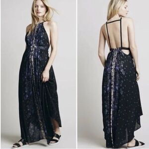 FREE PEOPLE Maxi Dress US 10 Caught In The Moment Floral Flowy Boho Dress